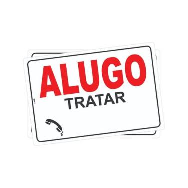 Imagem de  Kit com 2 Placas de Sinalização - Indicação de Alugo - Tratar Aluguel