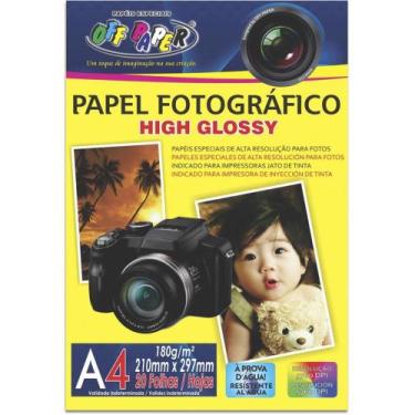 Imagem de Papel Fotográfico INKJET A4 HIGH GLOSSY 180G  Pacote com 20 Folhas - O