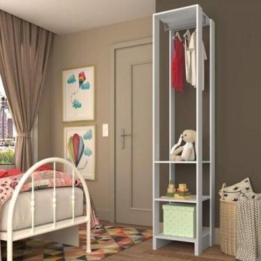 Imagem de Estante Closet 40cm 3 Prateleiras e 1 Cabideiro - Branco - Emovell, Br