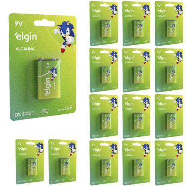 Imagem de 15 Baterias Alcalinas 9v Elgin 6lr61 Blister Com 1