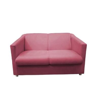 Imagem de Namoradeira Decorativa Biane Suede Rosa 2 Lugares Pés Cromado Mz Decor