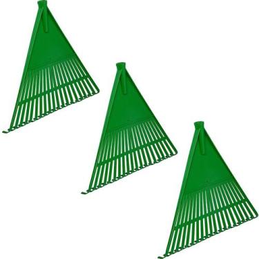 Imagem de Kit 3 Vassouras de Plástico Jardim Grama Rastelo Sem Cabo UN - Unidas