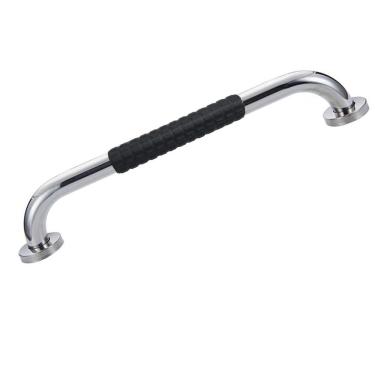 Imagem de Barra de Apoio 30cm Inox Superficie Antiderrapante Banheiro Box Criança Idoso Cadeirante Gestante Acessibilidade Segurança Resistente Proteçao