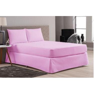 Imagem de Saia box casal padrão impermeável - Borgon, Rosa