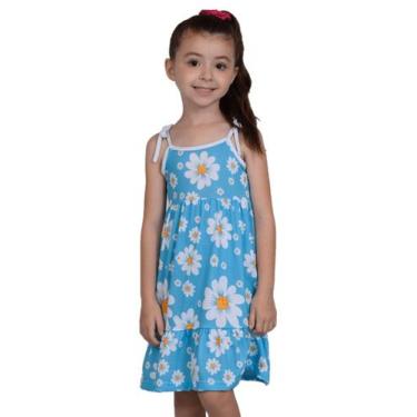 Imagem de Vestido Juvenil Menina de Alcinhas Azul com Flores - Destak, 4