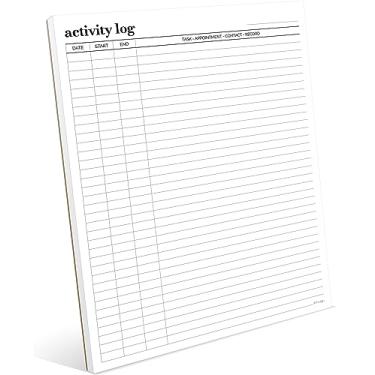 Imagem de Bloco de notas de registro de atividades 28 x 21 cm – Organize e acompanhe tarefas, compromissos, contatos, registros – papel grosso premium – tamanho carta – 50 folhas – suporte traseiro de papelão rígido – Bloco de notas para listar tarefas para o trabalho, produtividade diária, ferramenta essenci