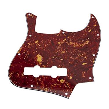 Imagem de 1 peça Yootones 10 furos Jazz Bass J Bass Pickguard compatível com USA/Mexican Fender Jazz Bass (4 camadas de tartaruga vermelha)