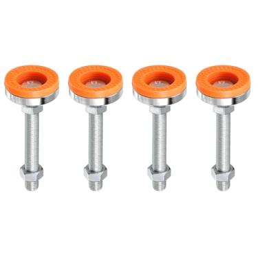 Imagem de DTGN Pés de nivelamento M16 x 120 x 60 mm (DxLxW) - Pacote com 4 - Bom para máquina de bancada de trabalho - Niveladores giratórios ajustáveis antiderrapantes e antichoque de aço carbono - Amarelo