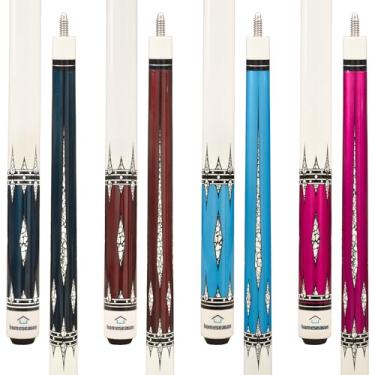 Imagem de Conjunto de 4 tacos de sinuca de 147 cm com ponta de couro de fibra de 13 mm 567 g, 4 cores para iniciantes, comerciais e entretenimento doméstico