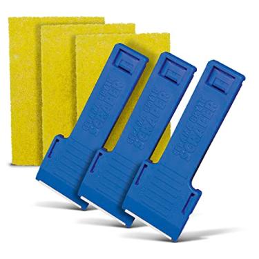 Imagem de Cerama Bryte 3 raspadores e 3 x kit de almofadas de fogão e limpador de fogão para vidro - superfícies de cerâmica, conjunto de 6 peças