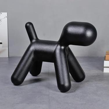 Imagem de Cadeira de plástico fofo para filhotes, banquinho baixo criativo para cães, banco de descanso de pé de desenho animado para quarto, presente de entrada, preto, 56 x 35 x 46 cm (22 x 14 x 18 polegadas)
