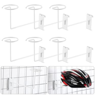 Imagem de Blulu 6 peças de expositor de chapéu para parede de grade, suporte de capacete de metal, prateleiras de exibição de loja, organizador de bonés, acessórios de parede ganchos para garagem de artesanato