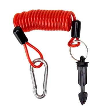 Imagem de heqxwl Cabo de reboque breakaway, cabo de freio de emergência para reboque, fio enrolado de mola de aço inoxidável, fio de aço de alto rebote se estende até 1,8 m, correia de cabos de segurança