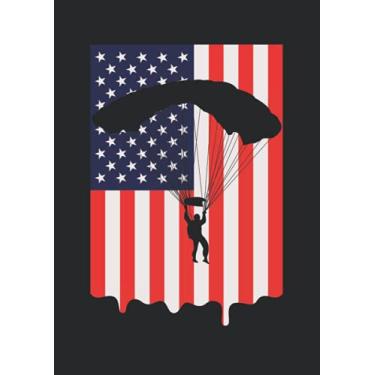 Imagem de Notizbuch A4 kariert mit Softcover Design: Fallschirm Springer USA Flagge Amerika Patriot Skydiver: 120 karierte DIN A4 Seiten