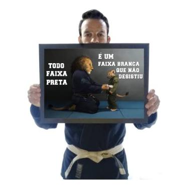 Imagem de Generico - Quadro Todo Faixa Branca Jiu Jitsu Leão Arte Motivação