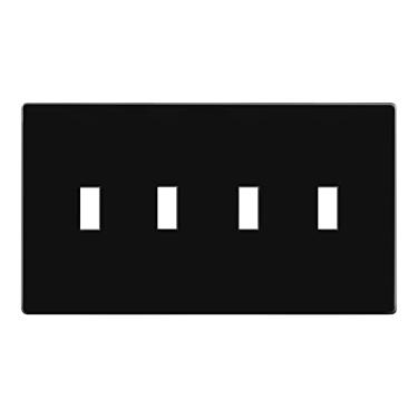 Imagem de ENERLITES Placa de parede para interruptor de interruptor quádruplo sem parafusos, capa de interruptor de luz segura para crianças, tamanho padrão 4-gangues 12 cm x 21,3 cm, termoplástico de