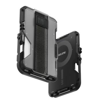 Imagem de Aulumu G03 Carteira magnética transparente para cartão | Carteira magnética compatível com MagSafe | Multifunções - suporte/pega para celular | Abridor de garrafas | Cartão de proteção RFID - Cinza