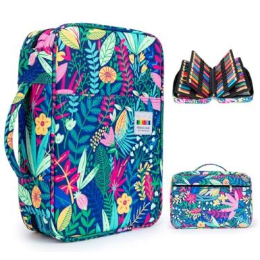 Imagem de YOUSHARES Estojo para lápis de cor com 300 slots - organizador de estojo para caneta com prático envoltório e zíper, suporte multicamadas para lápis de cor prismacolor e caneta de gel (flore