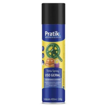Imagem de Tinta Spray Pratik Preto Fosco 400ml Uso Geral