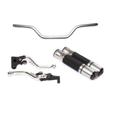 Imagem de Kit Guidão 22mm Esportivo Manopla Jupiter Manete Factor Fazer 150 Ubs 