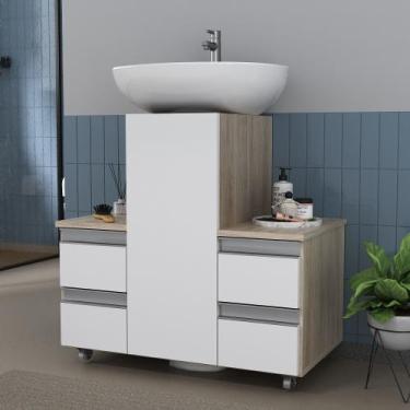 Imagem de Gabinete Banheiro Armario COLUNA com gavetas e rodinhas - MOVEIS JOIA,