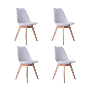 Imagem de Kit 04 Cadeiras Leda Eames Jantar Cozinha com Assento Estofado Branco 