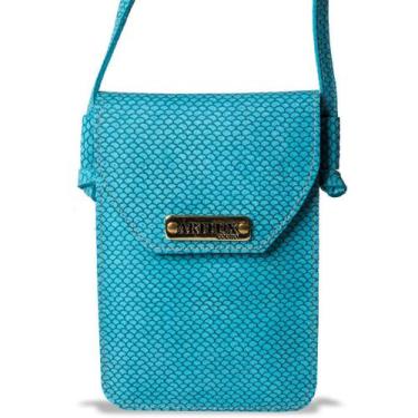 Imagem de Mini Bolsa Artlux Porta Smartphone de Couro 8049, Água