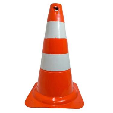 Imagem de Cone de Sinalização Rígido 50 Cm Laranja e Branco Plastcor