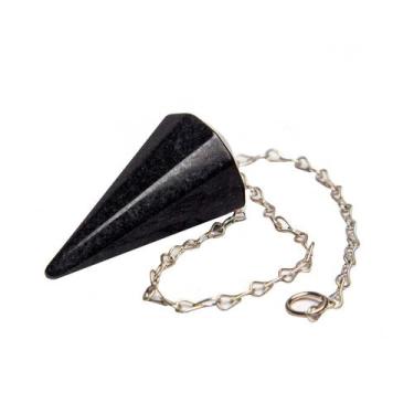 Imagem de Pêndulo Quartzo Preto Pedra Natural Lapidação Facetado - CristaisdeCur