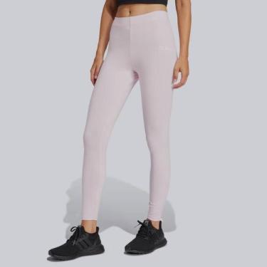 Imagem de Calça Legging Adidas Logo Linear Feminina Rosa e Branca, M