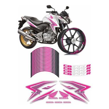 Imagem de Kit Adesivos Carenagem + Friso Roda Honda Cb 300r 2015 Rosa - Resitank