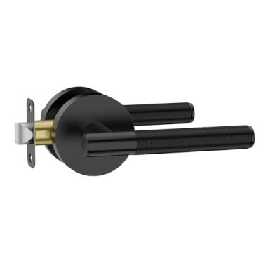 Imagem de Amerdeco 1 Pacote de Maçanetas de Porta de Passagem Pretas Foscas, Alavanca de Porta Resistente Sem Travamento para Hall, Armário, Área de Escritório, Shoppings Am0016