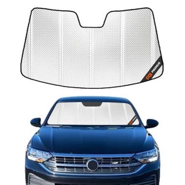 Imagem de Pigenius Para-brisas para VW Jetta 2019-2024 sem opção de câmera de espelho retrovisor. Para-sol para janela frontal com bolsa de armazenamento