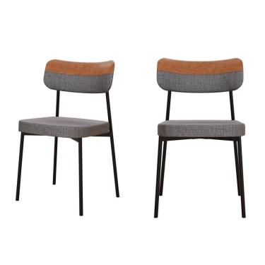 Imagem de Kit com 2 Cadeiras para Sala de Jantar Mona Yescasa Cinza Corriente/Caramelo