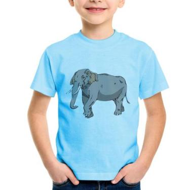 Imagem de Camiseta Infantil Elefante Ilustração - Foca na Moda, Azul bebê, 2