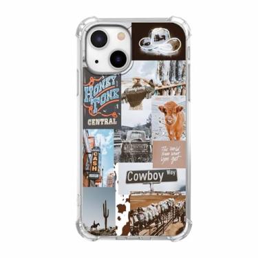 Imagem de mehidpur Capa caubói cowgirl para iPhone 14, arte retrô Western Country Life, capa protetora de TPU macio na moda compatível com iPhone 14