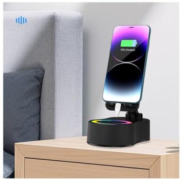 Imagem de SMADOM Presentes de aniversário para homens, mulheres, Her Him, suporte de celular com alto-falante e carregador Bluetooth sem fio e luz ambiente colorida, som surround HD com telefones e tablets,