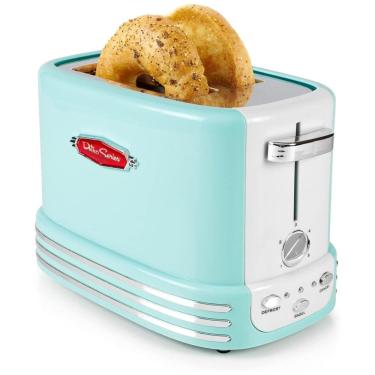 Imagem de Torradeira Elétrica Retrô 2 Fatias com 5 Níveis de Tostagem, 900W, 110v, NOSTALGIA Retro, Azul