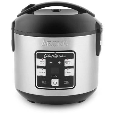 Imagem de Panela de Arroz Elétrica 4 Copos com Painel Digital, Aço Inox, 110v, AROMA HOUSEWARES ARC 914SBDS, Cinza