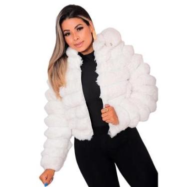 Imagem de Jaqueta Peluciada Feminina Alto Inverno Com Capuz Cor:;Tamanho:GG-Feminino