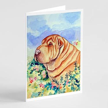 Imagem de Caroline's Treasures 7271GCA7P Cartões de felicitações Shar Pei e Envelopes Pacote com 8, 7 x 5, multicolorido