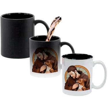 Imagem de Caneca Mágica Muda de Cor Interna Preta Porcelana 325ml - Santo Sao Francisco de Assis Igreja Catolica 12