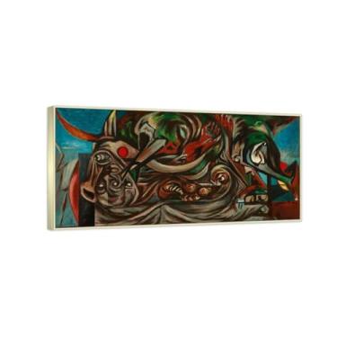 Imagem de Arte de parede famosa. Impressão em tela emoldurada. Sem título por Jackson Pollock. Famosas pinturas de arte abstrata. Decorações de sala de estar em casa e escritório imagens 75 x 150 cm (29,5 x