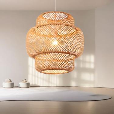 Imagem de Luminária de Teto Lustre Pendente Bambu Fundamentum Cayman 40 Fio Branco Rústico