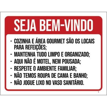 Imagem de Kit 3 Placas Bem Bindo Regras Do Airbnb Cozinha Gourmet