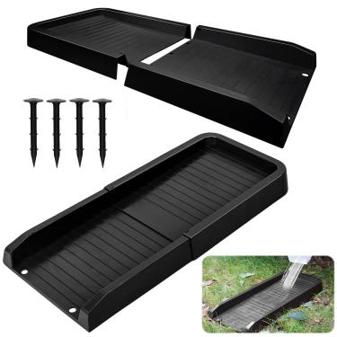 Imagem de NamcheBarwa Bloco de respingos de calha, protetor contra respingos de calha para drenagem de água da chuva, extensões de calha fixáveis de 61 cm com 2 pregos de PP de fixação (pacote com 2) preto)