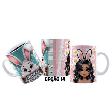 Imagem de Caneca 325ml Plástico Feliz Páscoa Fofa Coelhinhos Mimos - LARANJA E M