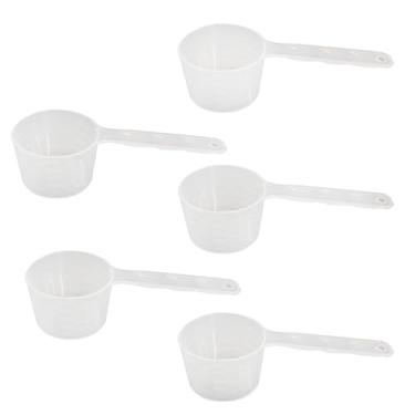 Imagem de 5 colheres medidoras transparentes, colheres, colheres de leite em pó, colheres de detergente para roupas para proteína em pó, colher de chá de plástico