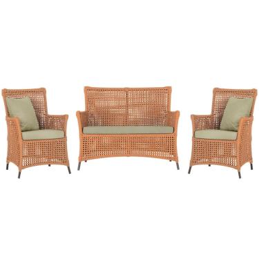 Imagem de Jogo Sofá e 2 Poltronas de Área Igapó Alumínio Pintura Marrom Corda Náutica Estofado 7 Trama