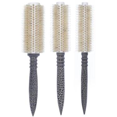 Imagem de Kit 3 Escovas Térmicas Cerâmica Cerdas Mistas de Javali Craquelada Mof